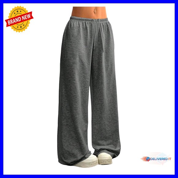 Baggy Sweatpants Drawstring Waist Wide Leg Loose Fit Casual Active Pants - Picture 1 of 5